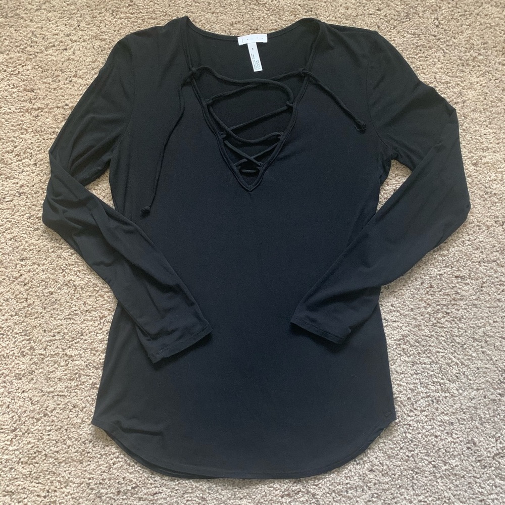 Leith black lace up long sleeve